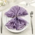 Elegant purple cheesecloth napkin with silver ring for wedding party table decor - 44x44cm / Lavender