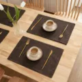 Sets de table tissés double épaisseur marron foncé résistants à la chaleur déco - 1 Pièce/Paquet / Café Foncé