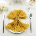 Elegant yellow pleated cheesecloth napkin for wedding and party table setting decoration - 44x44cm (1 Piece) / Yellow