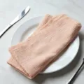 Soft peach slub cotton dinner napkin with frayed edges for elegant table setting decor - 32x32cm (One Placemat) / Apricot (CD260703-19)