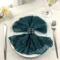 Elegant dark teal gauze crepe napkin for luxury wedding and party table decorations - 44x44cm (1 Piece) / Lake Blue