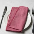 Elegant pink bamboo cotton cloth napkin with hemmed edges for refined table setting - 32x32cm (1 Piece) / Rose Red (CD260703-29)