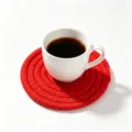 Premium hand-woven red cotton rope coaster for heat insulation and tabletop protection - Diameter 11cm / Red