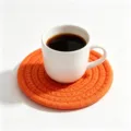 Bright orange hand-woven cotton rope coaster for heat insulation and tabletop protection - Diameter 11cm / Orange (9)