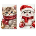 Detailansicht von Weihnachts-Geschirrtüchern mit süßen Kätzchen- und Hamster-Motiven - 2er-Pack (40x60cm) / Katze Und Hamster Stil (MB251015-16)