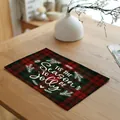 Christmas plaid placemat with Tis the Season text - Jolly Season Style (20024-6) / 32x45cm