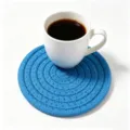 Handwoven round blue cotton rope coaster with a white coffee cup - Diameter 11cm / Blue(10)