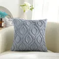 Nordic grijze pluche kussenhoes met getextureerd 3D-bladpatroon voor bankdecoratie - 45x45cm (Zonder Kussen) / Kalebas Bloem Stijl (ML-13) / Lichtgrijs