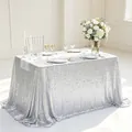 Premium sparkling silver sequin tablecloth for elegant wedding and banquet table decoration - Round 60*60cm / Silver