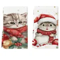 Festliche Weihnachts-Geschirrtücher aus Stoff mit süßen Katzen- und Maus-Motiven - 2er-Pack (40x60cm) / Graue Kätzchen Und Maus Stil (MB251015-13)