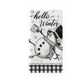 Festive microfiber kitchen towel with snowman and black buffalo plaid pattern. - Top Hat Snowman Hello Winter Print Style (MB2486 (12)2) / 40x60cm