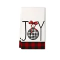 Christmas microfibre kitchen towel featuring a JOY buffalo plaid ornament print - JOY Plaid Ornament Print Style (MB2486 (10)2) / 40x60cm