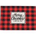 Red and black plaid Christmas placemat with Merry Christmas print - White Border Classic (2207292) / 32x45cm