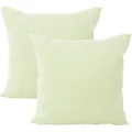Set of 2 light green and white striped cotton linen throw pillow covers for sofa - Green