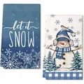 Set aus weihnachtlichen Mikrofaser-Küchentüchern mit Schneemann und „Let It Snow“-Aufdruck - 40*60cm (2 Stück pro Packung) / Muster MB250619-14