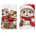 2er-Set saugfähige Weihnachts-Küchenhandtücher mit festlichen Katzen- und Hamstermotiven - 2er-Pack (40x60cm) / Katzen Und Hamster Stil (MB251015-12)