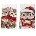 Weihnachts-Küchenhandtücher mit süßen Kätzchen- und Hamster-Aquarell-Feiertagsdrucken - 2er-Pack (40x60cm) / Hamster Hält Ball Stil (MB251015-14)