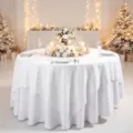 Hochwertige weiße runde Pailletten Tischdecke für elegante Hochzeits und Party Deko - Rund 60*60cm / Weiß