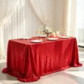 Sparkling red sequin tablecloth for wedding banquet and elegant party decor - Red