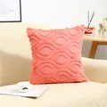 Pluche kussenhoes in koraalroze met getextureerd patroon voor de bank. - 45x45cm (Zonder Kussen) / Kalebas Bloem Stijl (ML-13) / Oranjeroze