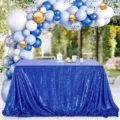 Sparkling royal blue sequin tablecloth for elegant wedding banquets and party decor - Sapphire Blue