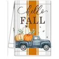 Saugfähiges Mikrofaser-Küchentuch mit Kürbissen und blauem LKW im Herbstdesign - Pickup Truck Kürbis Stil (MB250620-2)