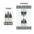 Christmas microfiber kitchen towel with pine tree print shown in folded and unfolded states - Plaid Pine Merry Christmas Print Style (22XWHA0030 (3)现货) / 40x60cm