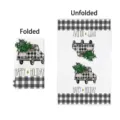 Christmas microfiber kitchen towel with vintage truck and buffalo plaid design - Vintage Truck Christmas Tree Happy Holiday Print Style (22XWHA0030 (4)现货) / 40x60cm