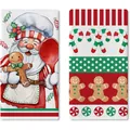 Christmas dishcloth featuring Santa Claus and gingerbread man festive prints - 2 Pcs/Set / Santa Claus & Gingerbread Man