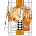 Herbst-Mikrofaser-Geschirrtuch mit Kürbis- und Sonnenblumen-Motiven für die Küche - Erntedankfest Kürbis Sonnenblume Stil (MB250620-5)