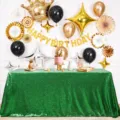Sparkling green sequin tablecloth for elegant wedding and birthday party decorations - Green