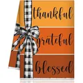 Herbstliches Mikrofaser-Geschirrtuch mit thankful grateful und blessed Aufdrucken - Orange Festlicher Typografie Stil (MB250620-7)