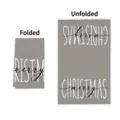 Grey Christmas microfiber kitchen towel with Merry Christmas print folded and unfolded view - Simple Gray Merry Christmas Print Style (22XWHA0030 (11)现货) / 40x60cm