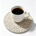 Hand-woven cotton rope coaster in a round white and navy braided design - 11cm Diameter (1 Piece/Pack) / Black and White Mixed (19)