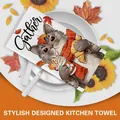 Autumn kitchen towel featuring cat holding coffee and croissant for Thanksgiving decor - Single Piece / Cat Coffee Style (MB250609-7)