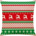 Weihnachts-Kissenbezug mit rotem und grünem Rentier-Leinenmuster - 45x45cm / Rot-Grünes Pixelmuster (30)