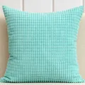 Soft mint green corduroy pillow cover with corn kernel texture, square cushion case. - 55x55cm / Sky Blue