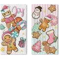 Festive Christmas kitchen dishcloths featuring cute gingerbread man and snowman prints - 2 Pcs/Set / Joy Gingerbread Print