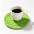 Durable green hand-woven cotton rope coaster heat insulation mat for mugs and cups - 11cm Diameter (1 Piece/Pack) / Grass Green Style (20)