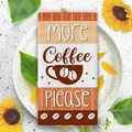More Coffee Please decorative kitchen towel with autumn sunflower and leaf theme - Single Piece / Coffee Bean Striped Style (MB250609-8)
