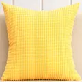 Modern yellow corduroy cushion cover with corn kernel pattern for home sofa decor - 55x55cm / Gold Yellow