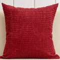 Deep red corduroy corn kernel textured square cushion cover for modern home sofa decor - 55x55cm / Burgundy