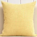 Soft yellow corduroy corn kernel texture cushion cover for minimalist home decor - 55x55cm / Turmeric