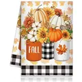 Herbst Mikrofaser Küchentuch mit Kürbis Sonnenblume und Fall Druck - Herbsternte Topfgläser Stil (MB250620-11)