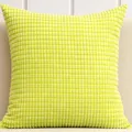 Soft lime green corduroy throw pillow cover with decorative corn kernel texture - 50x30cm / Fruit Green