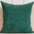 Modern dark green corduroy throw pillow cover with decorative corn kernel texture finish - 50x30cm / Malachite green