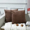 Elegant brown quilted velvet pillowcase with chevron pattern for luxury sofa decoration - Dark Coffee