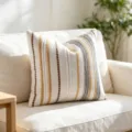 Funda de cojín de chenilla jacquard a rayas para sofá y decoración - 45*45cm (Solo Funda) / Amarillo