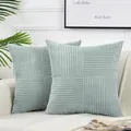Due moderne federe per cuscini in velluto a coste verde chiaro per il tuo soggiorno - 30x50cm / grigio-blu