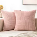 Cuscini decorativi in velluto a coste rosa con design patchwork per divano - 30x50cm / Rosa chiaro